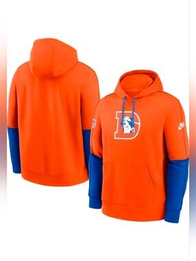 Nike RETRO Denver Broncos Orange Pullover Hoodie 3x New